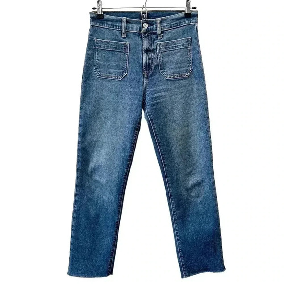 GAP Cheeky Straight Jeans High Rise Mariner Medium Indigo Blue Size  25 - Picture 15 of 15